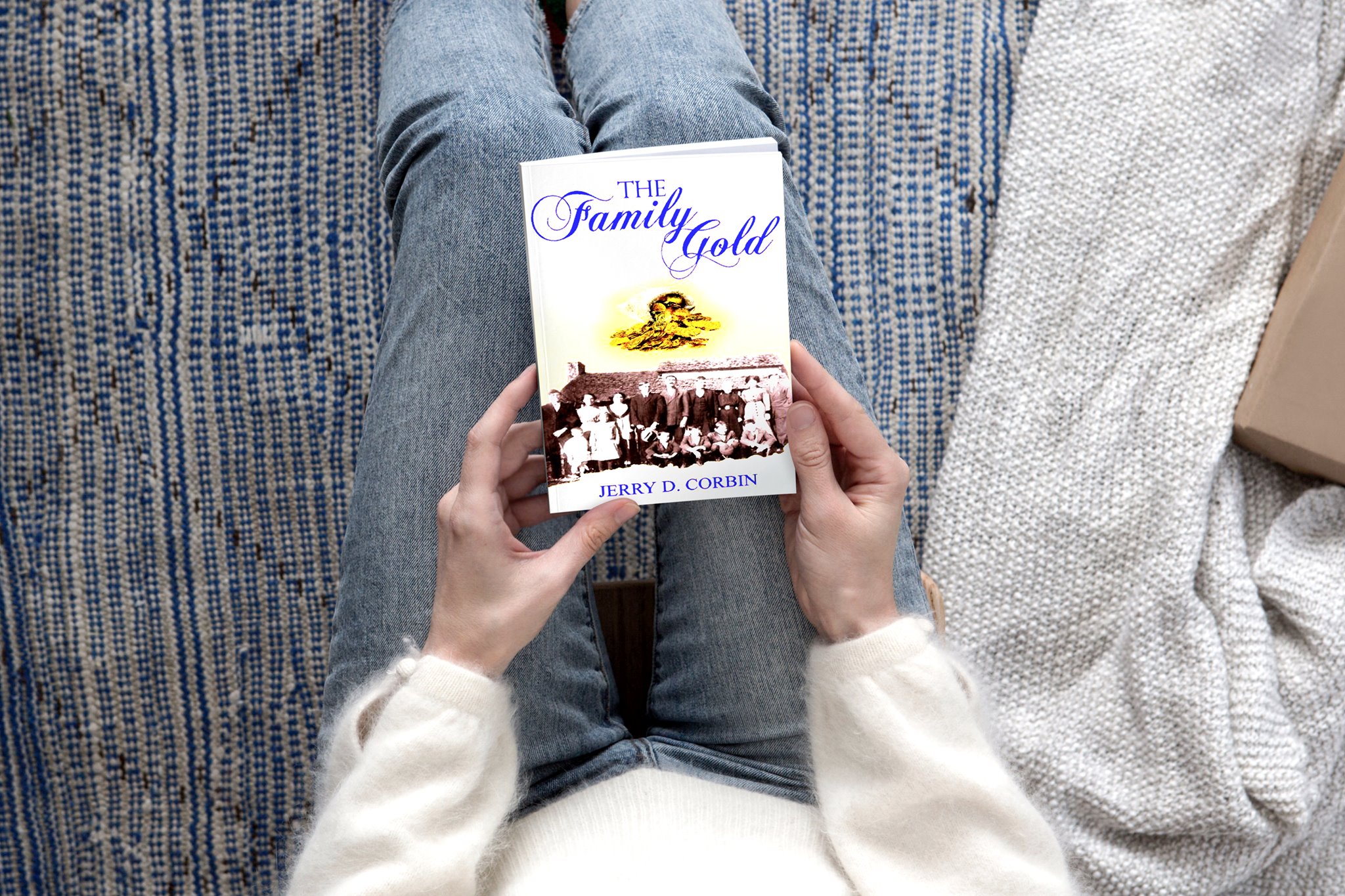 Reader enjoying The Family Gold at home